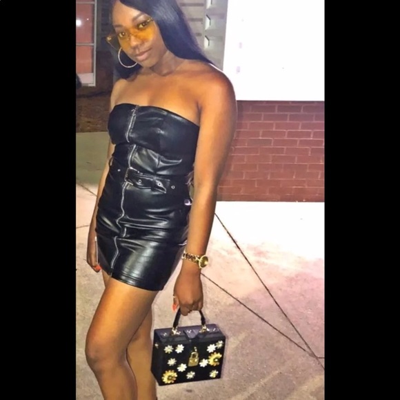 fashion nova black leather dress